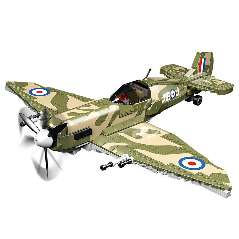 

Military WW2 Spitfire Fighter Building Block DIY 1/32 Scale UK Plane Building Brick Toy For Boy Children Birthday Christmas Gift