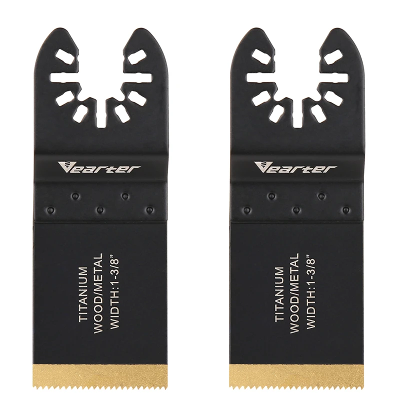 Vearter 2Pcs 34/44mm Універсальний осцилюючий мультиінструмент з титановим покриттям для різання металу, цвяхів, дерева, пластику, твердого матеріалу