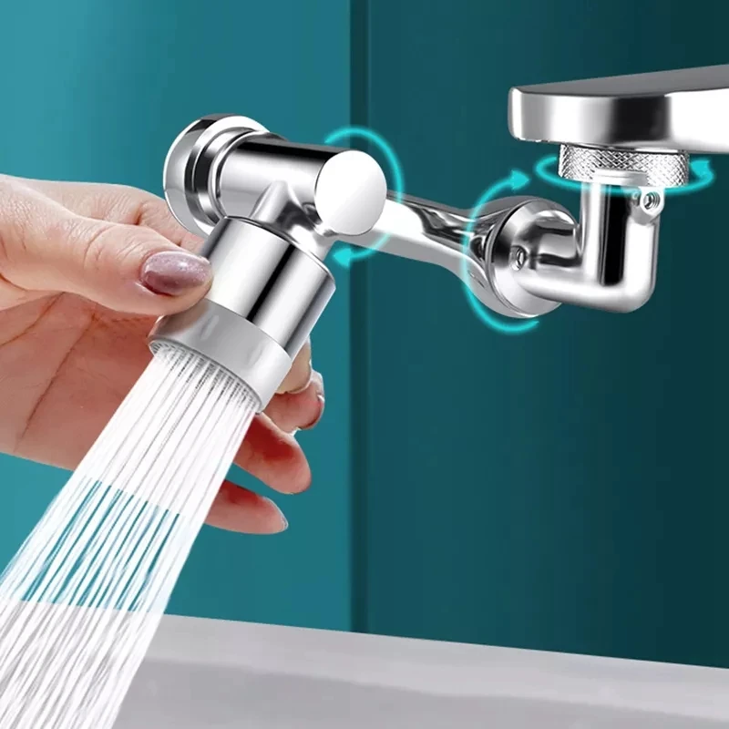 Nuovo Rame Galvanico Splash Tap Head Guard Universale 1080 Angolo Girevole Beccuccio Bagno Wash Rotary Faucet Extender