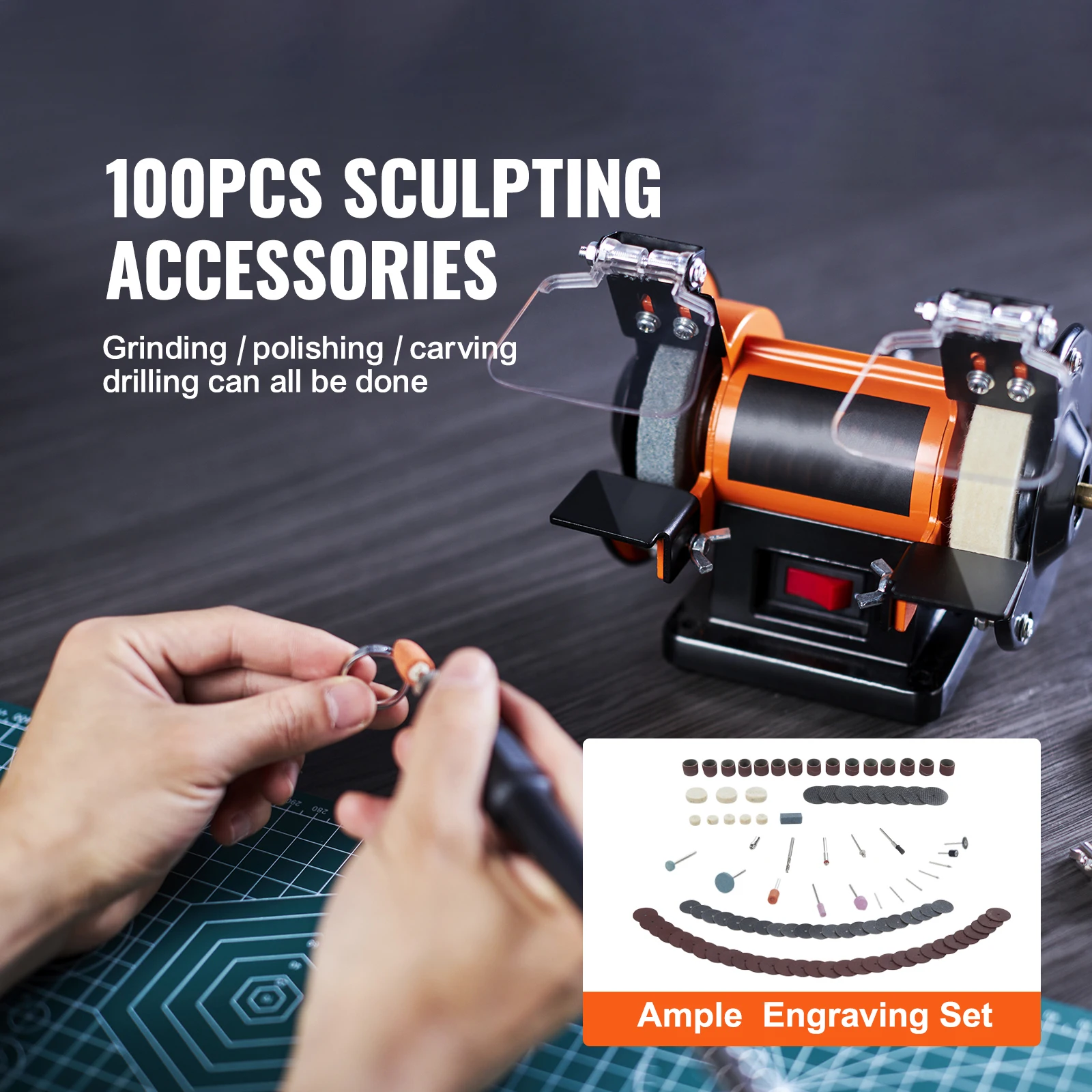 Mini Bench Grinder Polishing Machine for Gemstones and Metals