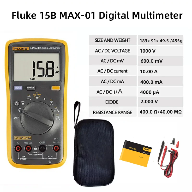 

Оригинальный автоматический цифровой мультиметр Fluke 15B Φ, DMM AC/DC/Diode/R/C, тестер напряжения и тока