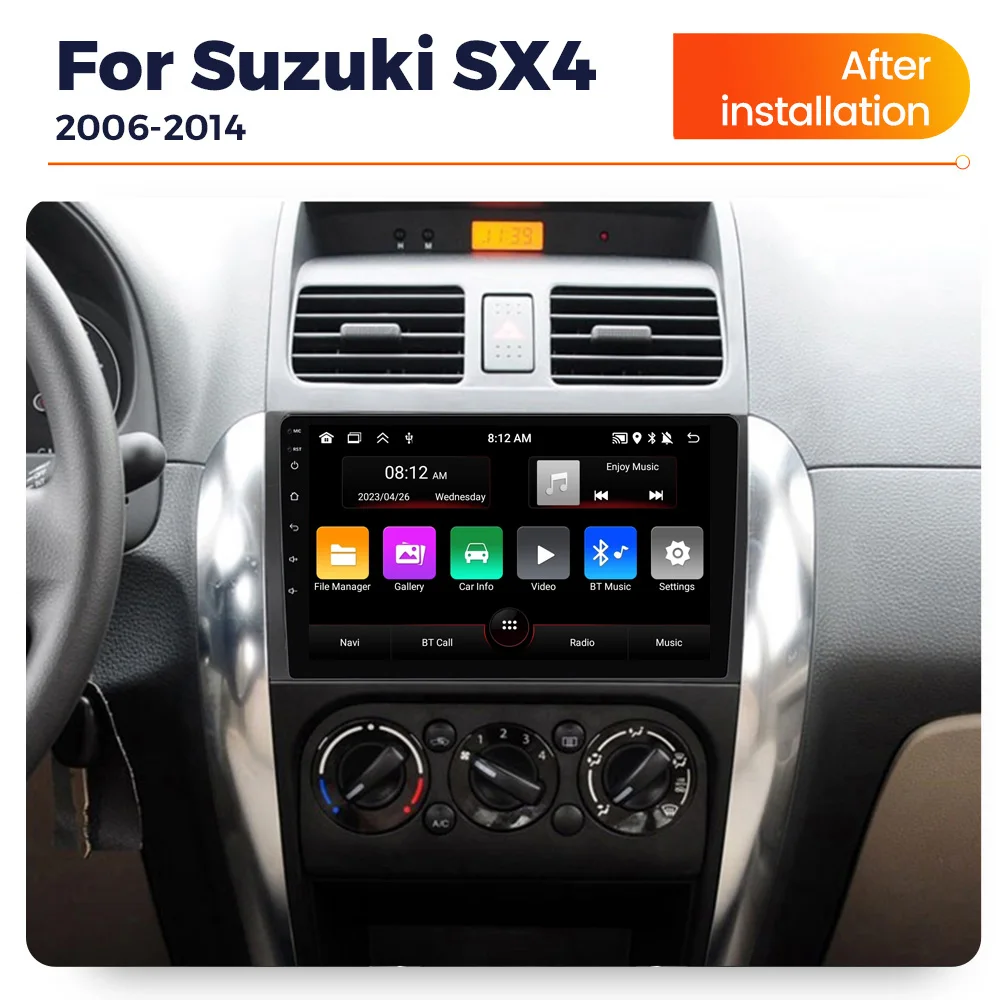 MEKEDE for Suzuki SX4 2006-2014 차량용 라디오 멀티미디어 비디오 플레이어 네비게이션 GPS 안드로이드 13 유닛 블루투스 Wifi IPS 스크린 2Din