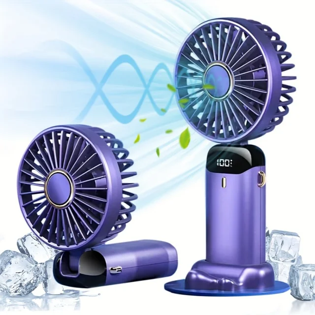 Portable Mini Fan Portable Fan Touch Control 5-Speed Foldable USB Table Fan LED Display For Home Office Outdoor 1
