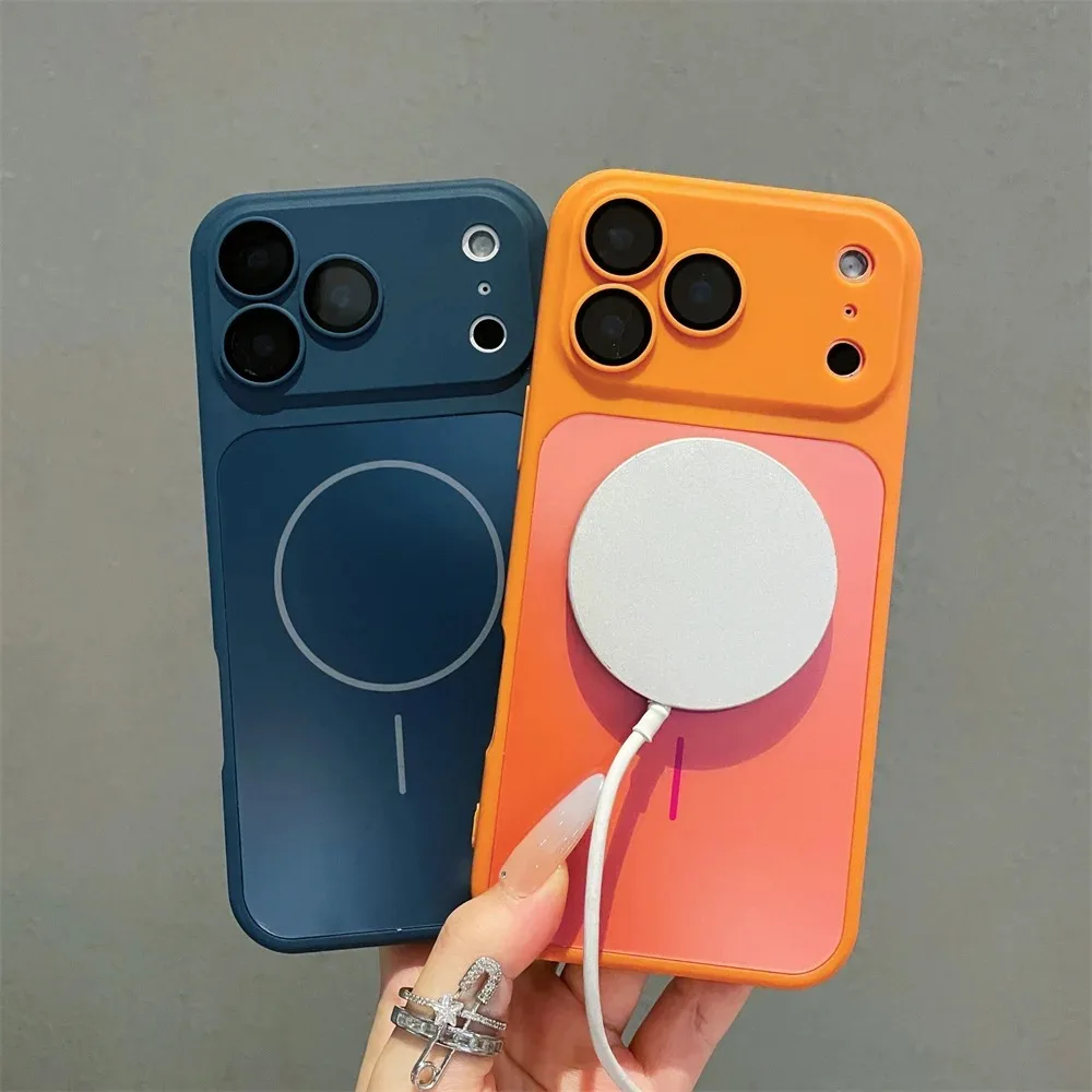 Luxury Soft Liquid Silicone Magnetic Matte Slim Phone Case Cover