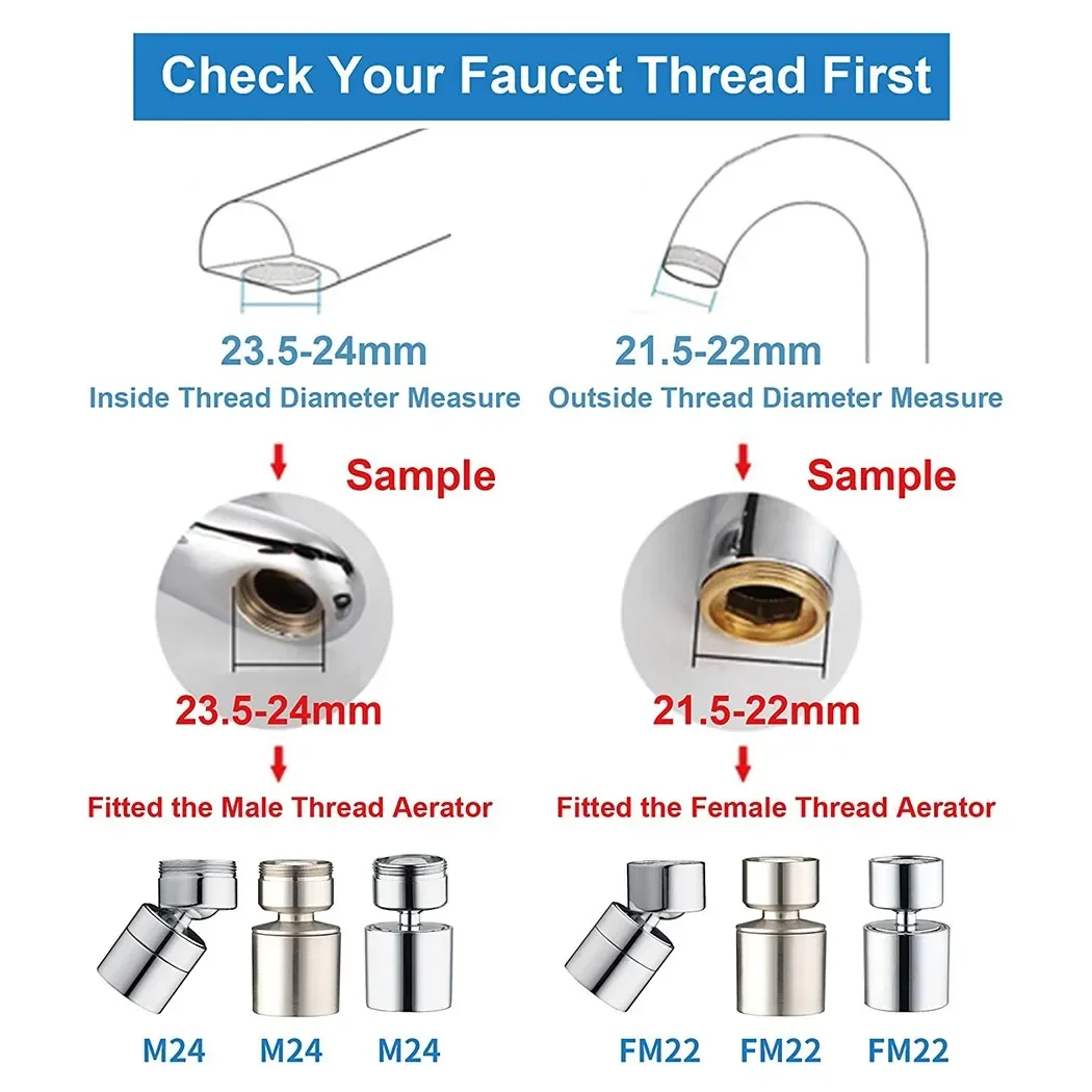 Kitchen Faucet Aerator 360 Degree Swivel Tap Water Diffuser 24mm M24 Male Thread Bathroom Water Filter Nozzle Bubbler Mixer faucet aerator faucet water filter faucet filter
