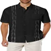 2024 Men's Cotton and Linen Cuban Guayabera Shirt Fashion Casual Popular Business Short Sleeve Button Shirt Summer Beach Top 2