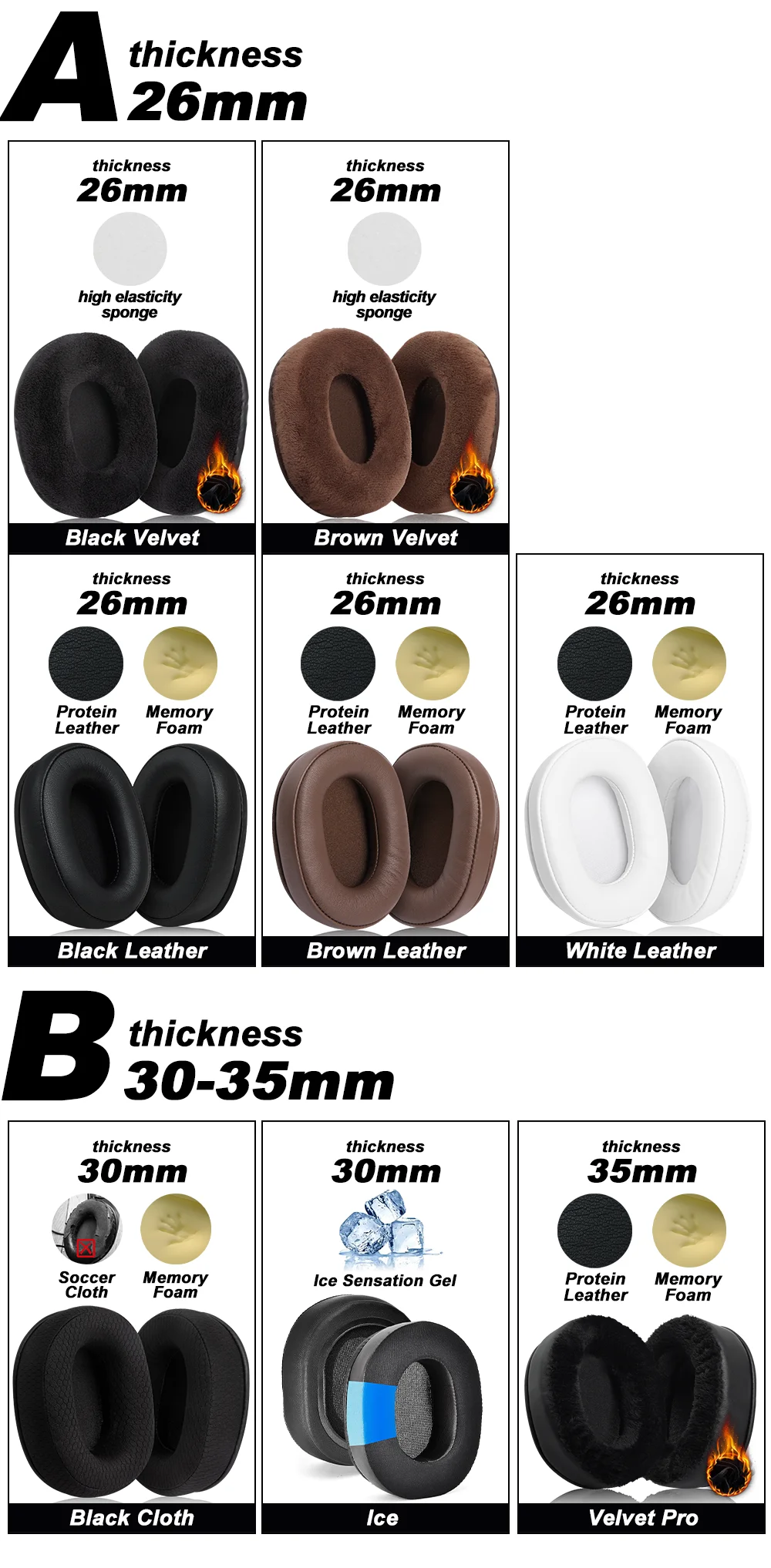 Earphone pads For Harman Kardon FLY ANC replacement Earpads headphones Earmuffs Soft cloth Memory Covers Sponge Protein