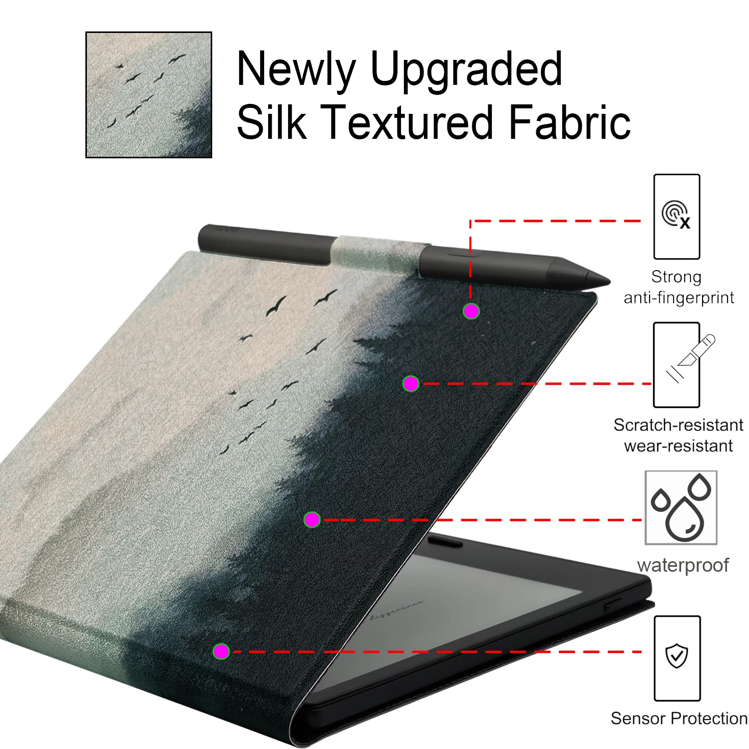 Magnetic Cover with Auto Sleep/Wake, Pen Holder & Magnetic Closure