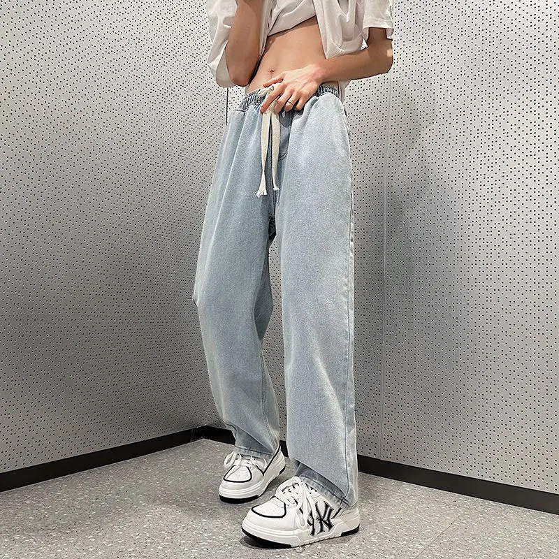 

2023 Men's New Pants Business Fashion Solid Color Button Fly Regular Fit Trousers Male Home Smart Casual Denim Pants E126