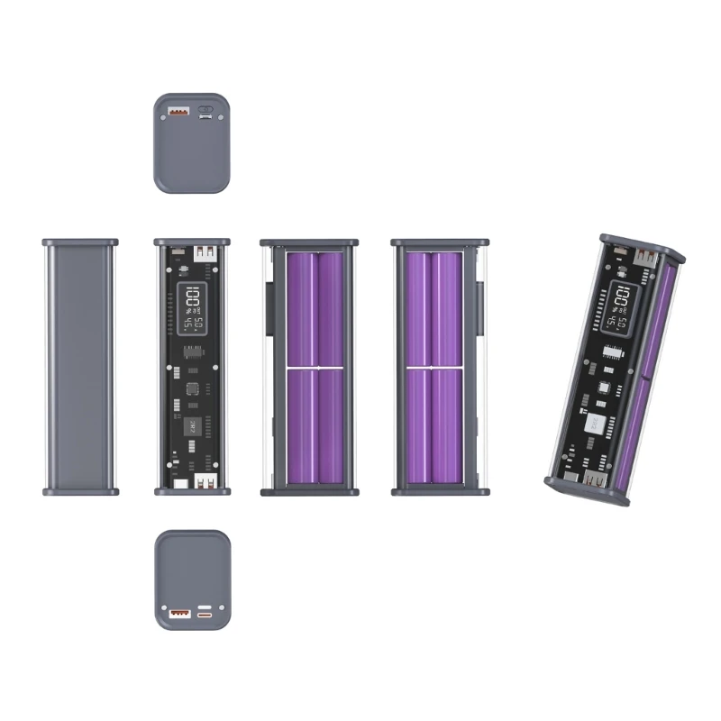 Carregador de Bateria do Polímero Transparente Caixa do Banco do Poder Carregamento Rápido Faça Você Mesmo 18650 22.5w 20000ma Apoio pd Qc3.0 Pcs Case do - Imagem 4