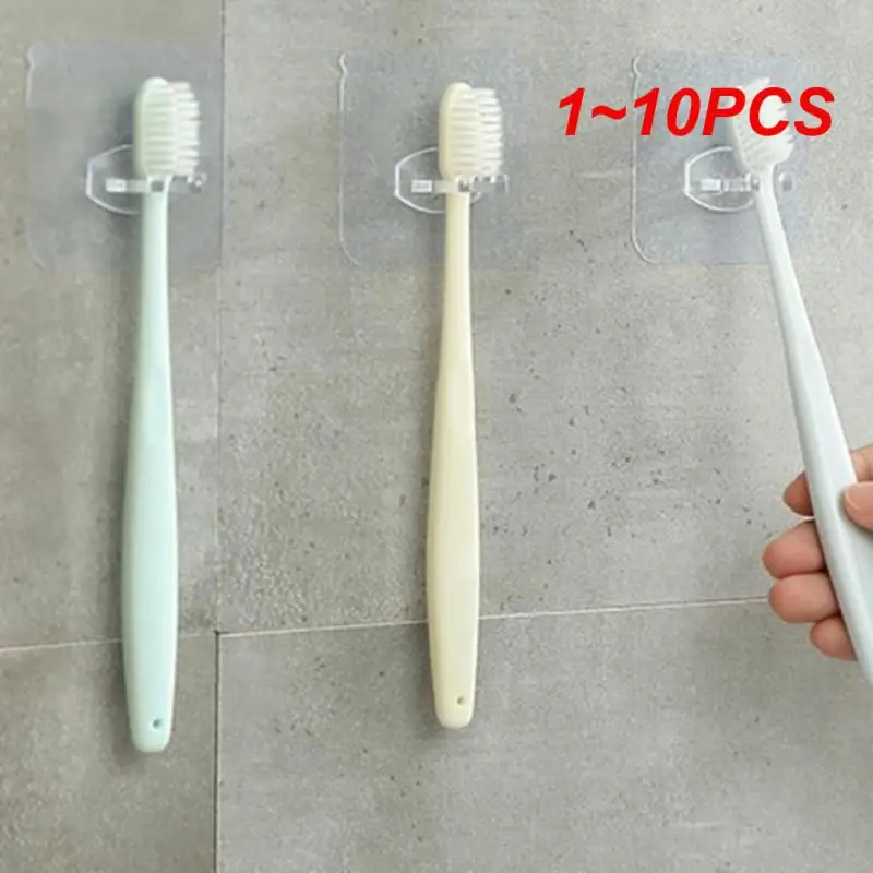 1~10PCS Transparent Wall-Mounted Toothbrush Holder Punch Free Toothbrush Holder Multifunction Storage Rack Bathroom Accessories
