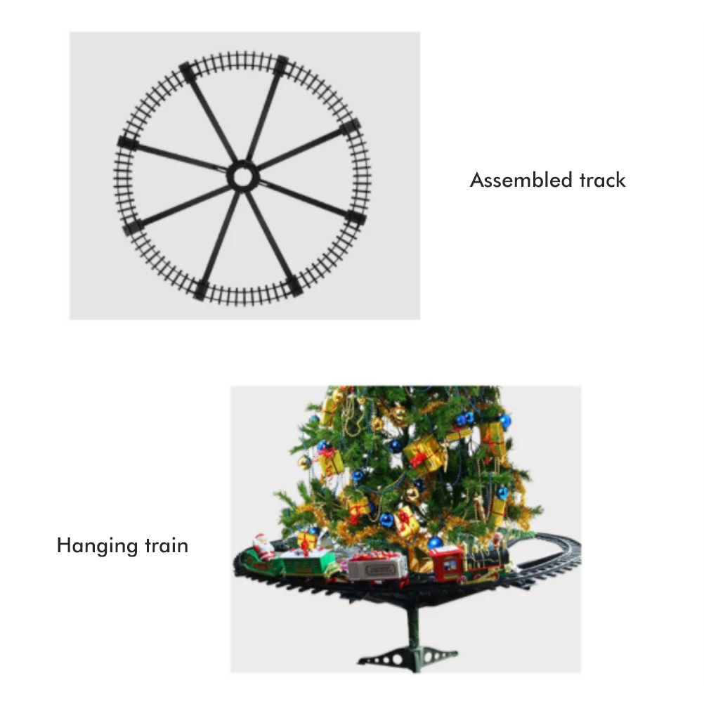 Battery Operate Railway Train with Sound&Light Railway Car Toy Christmas Train Tree Decoration Track Electric Toys for Kids