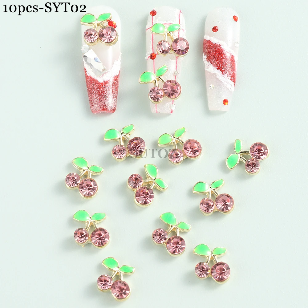 Crystal Red-Pink Cherry Nail 3D Charms-10 Pieces – The Additude Shop