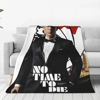 No Time To Die Blanket Daniel Craig Adventure Movie Travel Flannel Throw Blanket Super Soft Chair Custom Bedspread Gift Idea