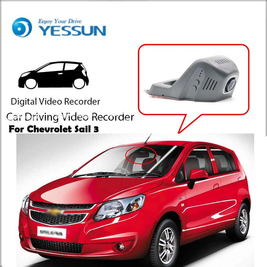 

YESSUN Car Driving Video Recorder DVR Mini Control APP Wifi Camera Registrator Dash Cam for Chevrolet Sail 3