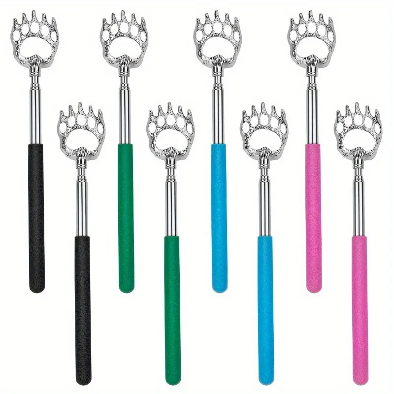 Telescopic Bear Claw Back Scratcher, metal extendable design with soft rubber non-slip handle.