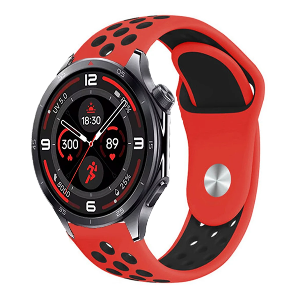 Two-Color Breathable Silicone Strap, 18/20/22mm