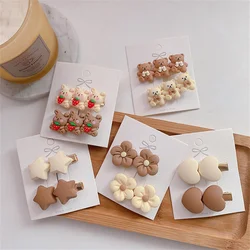 2 Styles Koren Style Children Hair Clips Cartoon Girls Bear Hairpins Heart Star Hairband for Women Cute Baby Hair Accessories