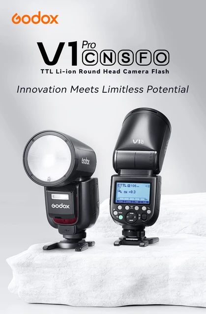 Godox-V1プロttl-ラウンドヘッドカメラ,フラッシュ,ワイヤレス伝送 