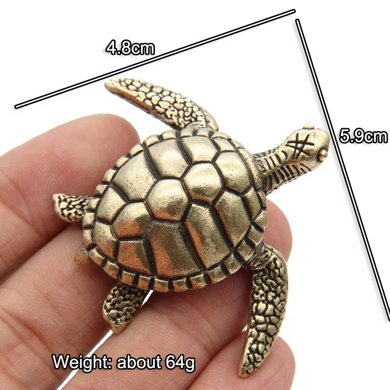 Solid Brass Turtle Small Decorations for Living Room Vintage Copper Sea Animal Miniature Figurines Desk Ornament Decors Bronze