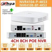 Dahua POE NVR 4CH NVR4104-P-4KS3 8CH NVR4108-8P-4KS3 Smart 1U 1HDD 4/8PoE Network Video Recorder Perimeter Protection SMD Plus 1