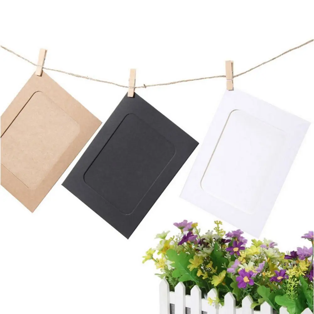 10pcs New Practical Craft Durable Home Decoration Paper Picture Frames Combination Paper Frame With Clips Photos Album