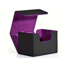 Premium Trading Card Deck Storage Organizer - Durable Holder & Protector for Collectible Card Games (CE Black purple)