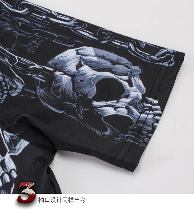 Neue Männer Schädel 3D Gedruckt T-Shirt Sommer Kurzarm Trend Top Kompression Shirt Kurzarm T Straße Hip Hop Casual T-Shirt – Detail 9