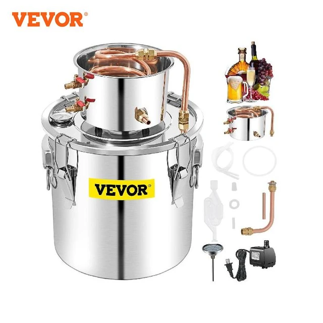 VEVOR Distillatore Alcol con Pompa d'Acqua per Uso Domestico in Acciaio  Inox da 50L, Alambicco Distillatore per Vino Liquore Grappa a Casa Uso  Domestico con Pompa d'Acqua, Kit per Distillazione Alcol 