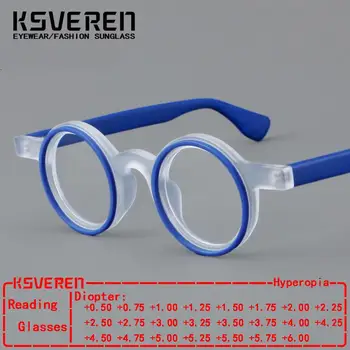 KSVEREN New Round Reading Glasses for Men Personalized Prescription Glasses Fashion Eyeglasses Frame Women Presbyopic Glasses