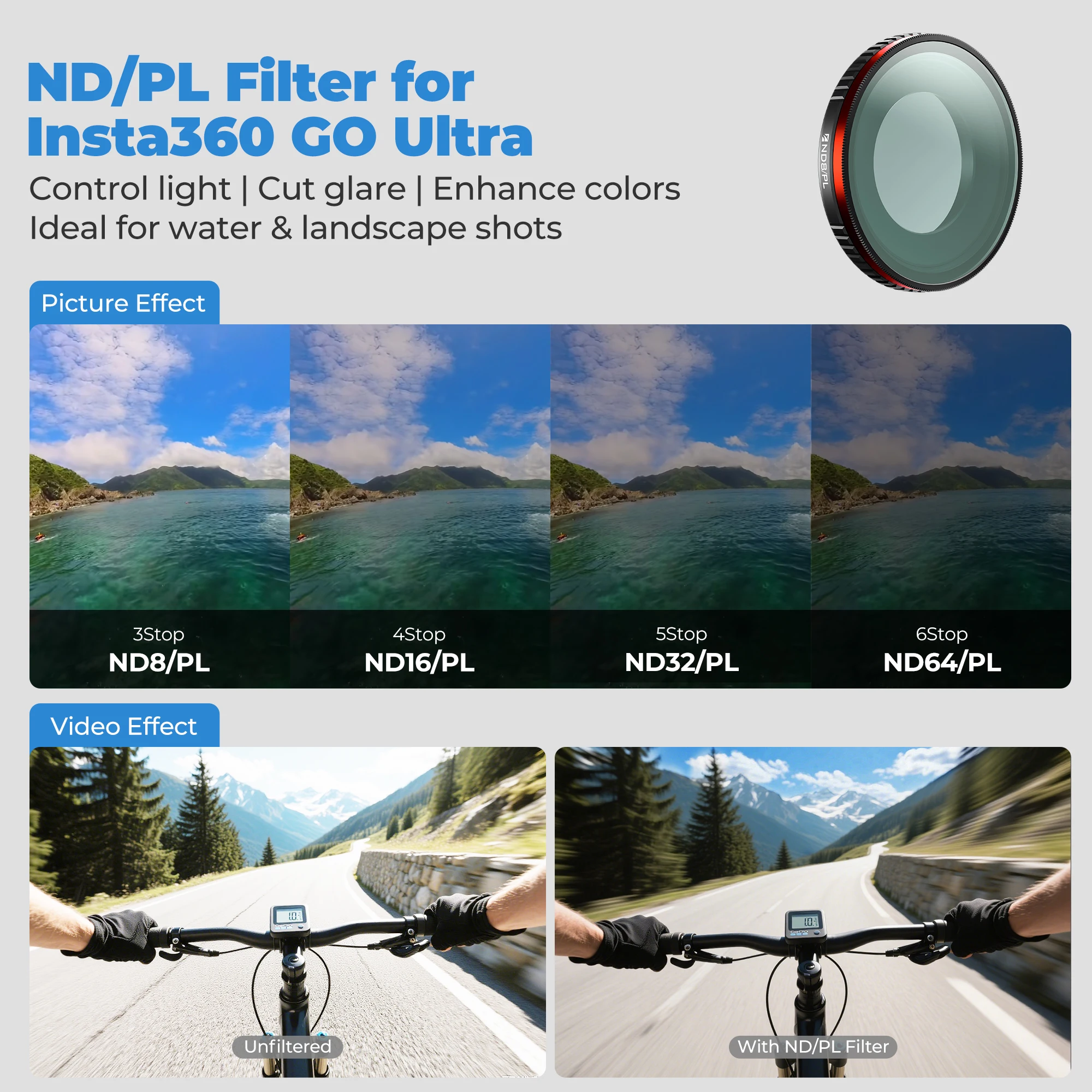10 Pack Filters Kit Includes ND,CPL,UV,ND/PL,and Glow Black Mist Filters for Ins