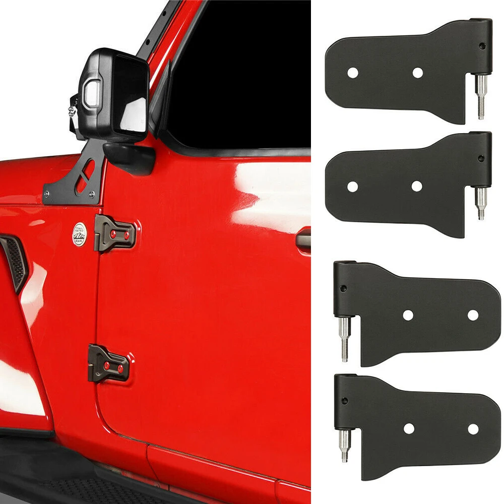 

4PCS Black Door Side Hinge Kit Left & Right Heavy Duty Door Hinges For Jeep Wrangler JL JT 2018-2022