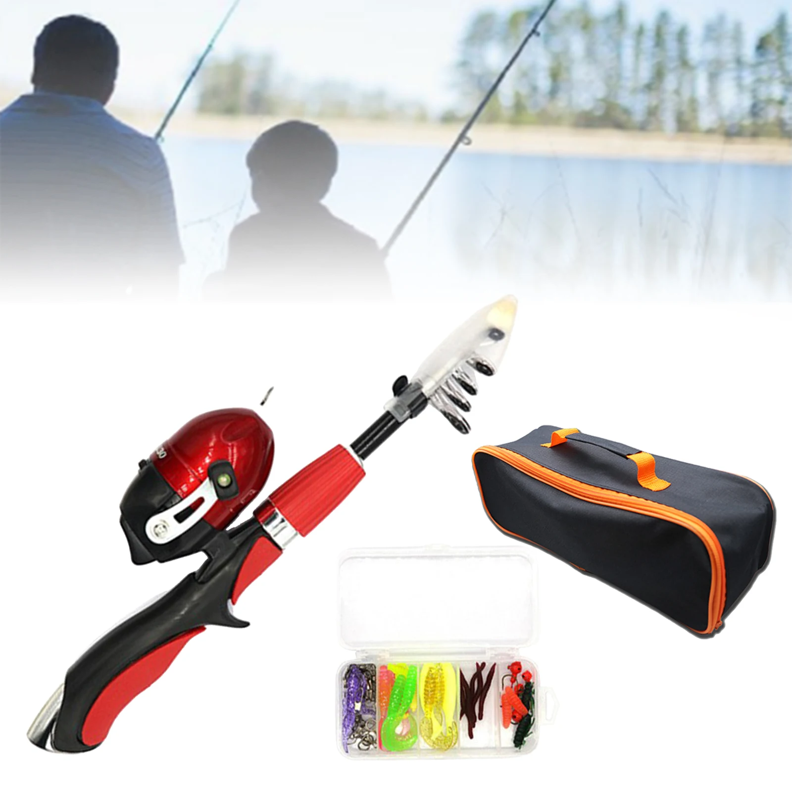 CODEK Kids Fishing Pole Set with Full Starter Kits 2 Set Portable  Telescopic Rod