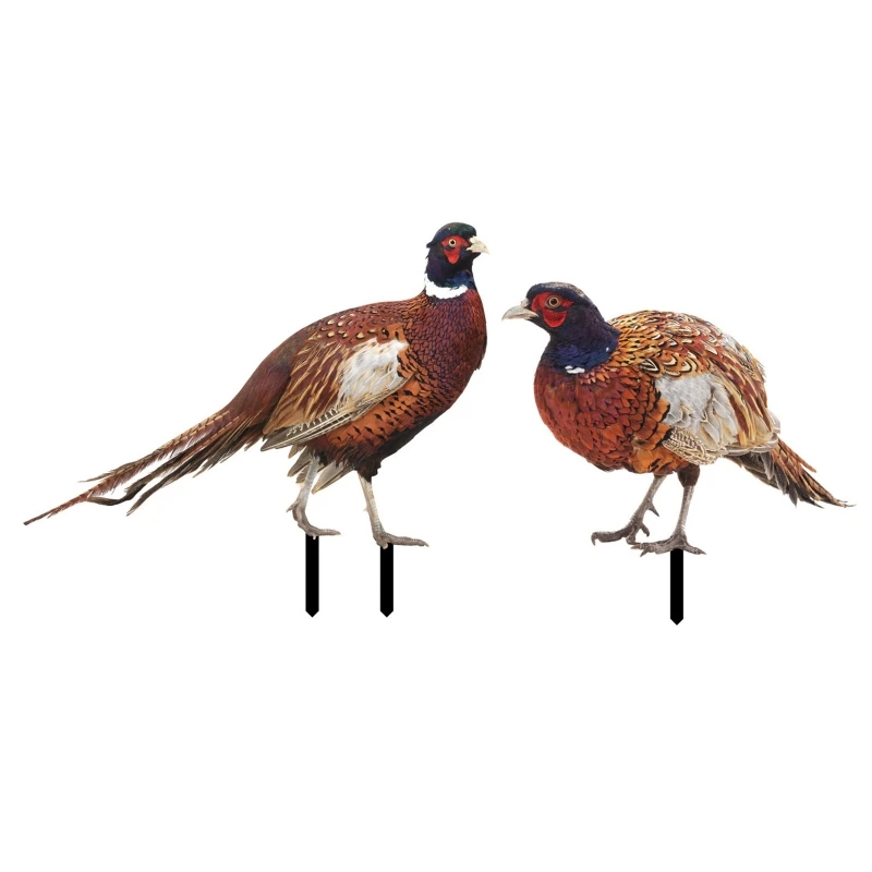 

367A Decorative Garden Stake Statue Ornament 2 Pack Acrylic Pheasants Stake for Courtyard Lawn Patio Art Decoration Sculpture