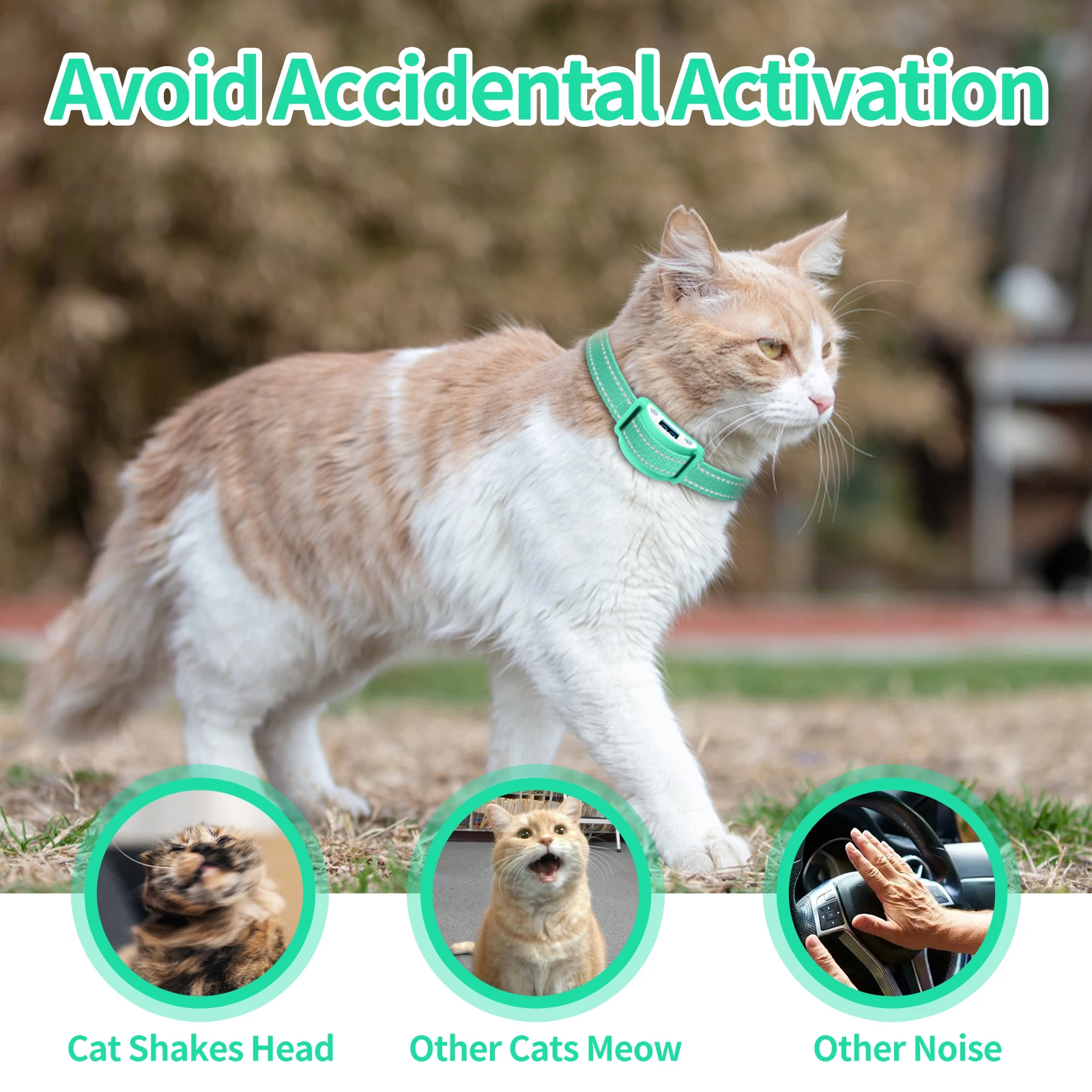 Cat Shock Collar, Waterproof Cat Training Collar, Tiniest Shock Collar for Cats with Beep Vibration to Auto Stop Meow