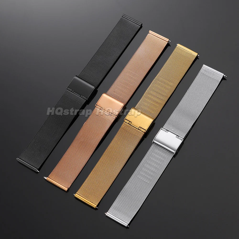 Sleek Stainless Steel Mesh Watch Strap - Modern Milanese Loop Bracelet