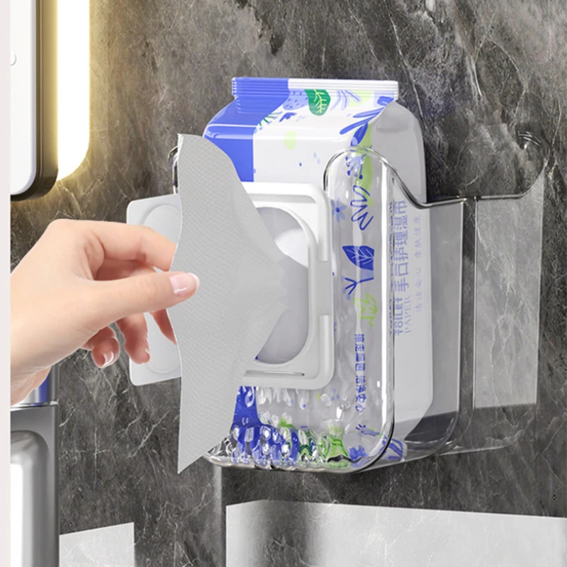 Bathroom Non Perforated Wall Mounted Wet Tissue Storage Box with Large Opening and Strong Load-bearing Capacity 4
