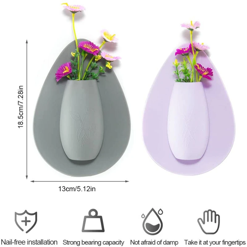 Silicone Flower Vase Self Adhesion Hydroponics Planter Sticker Wall for Glass Wall Window Party Wedding Festival Home 4