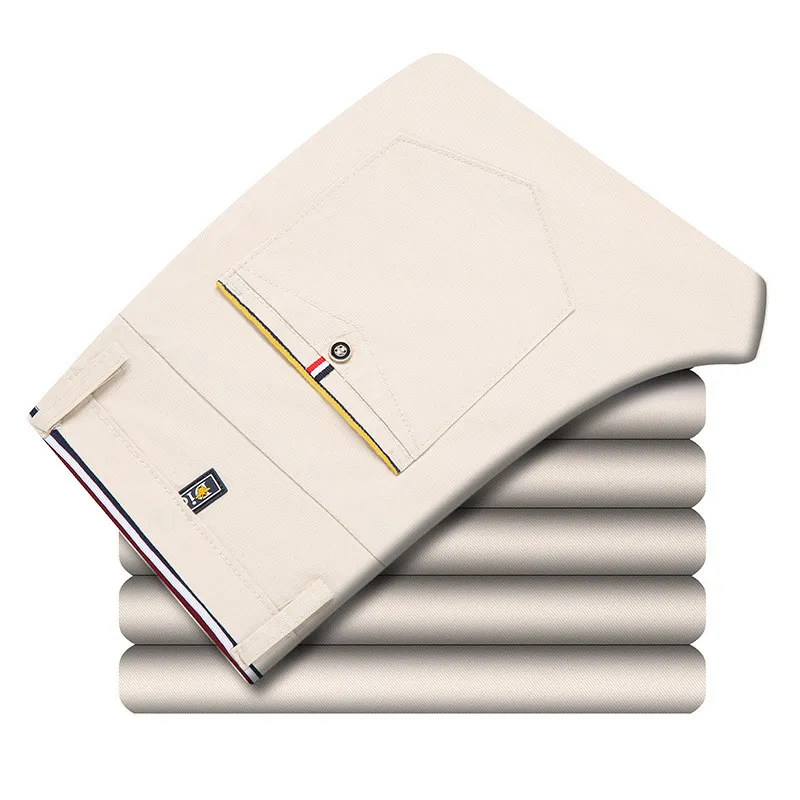 Men Trousers Slim Pleated Casual
