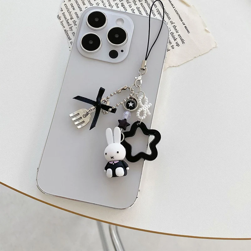 Kawaii Miffy Keychain Cartoon Cute Rabbit Bag Pendant Y2K Punk Style Decoration Gift Toy