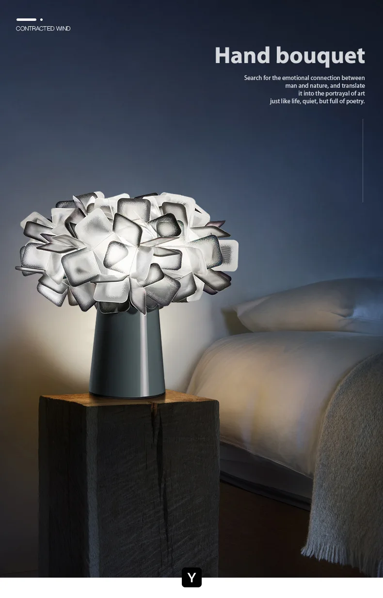 Nordic Art Flower Table Lamp Warm Romantic Bedside DecorationCreative Personality Designer Bedroom Lamp Crystal Table Lamp