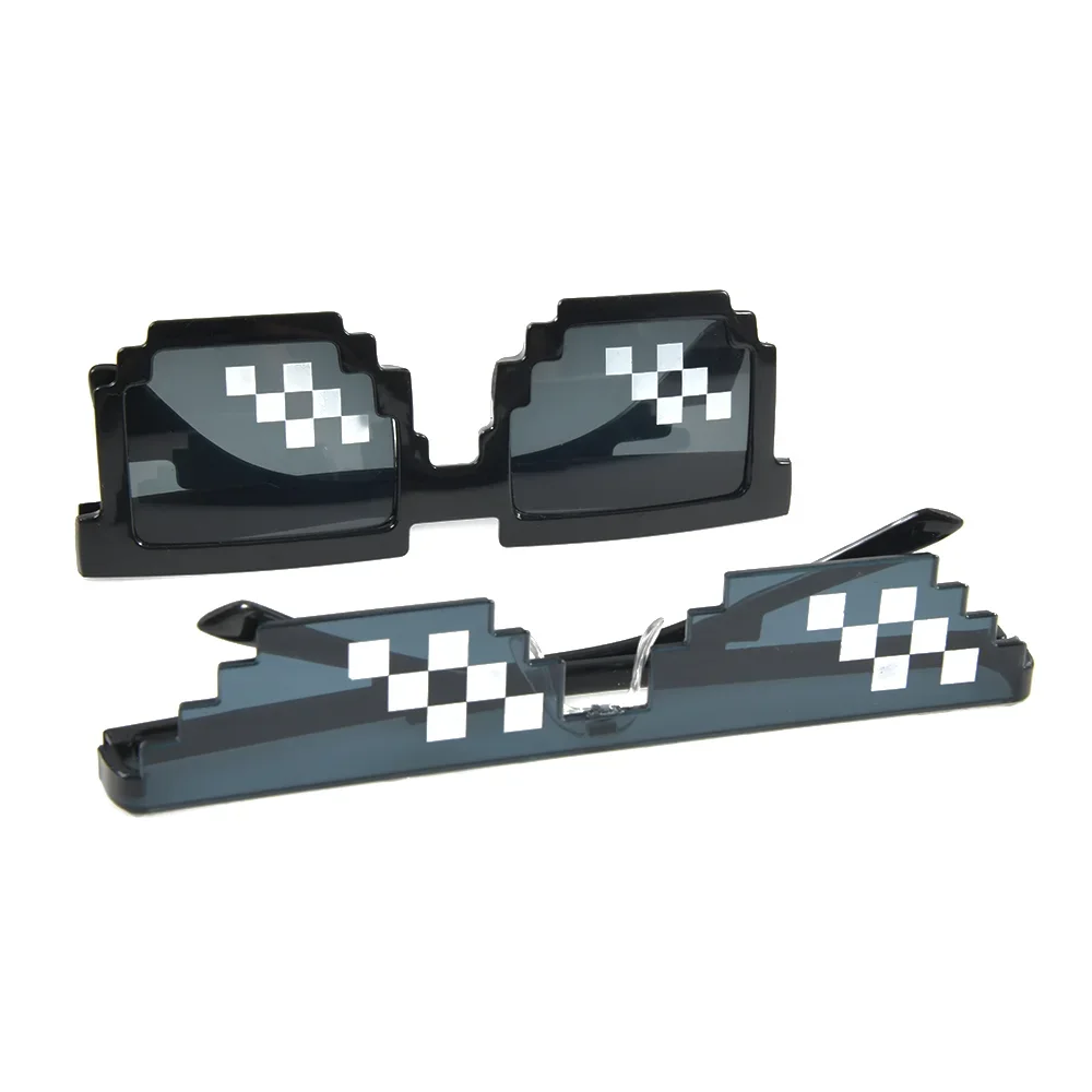 Funny Sunglasses Pixelated Men Women Party Eyeglasses Mosaic Glasses Flat Sunglasses