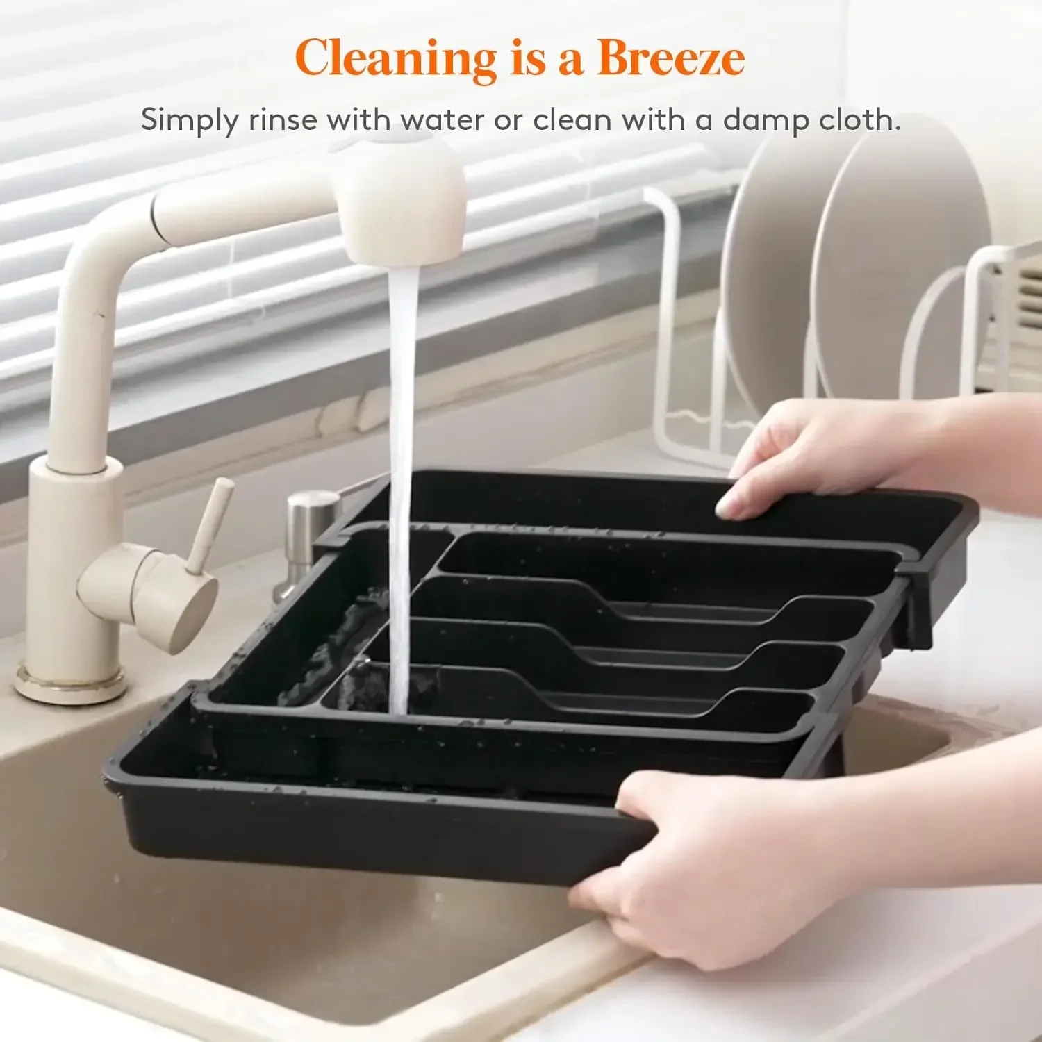 Silverware Drawer Organizer, Expandable BPA Free Utensil Tray for Kitchen, Adjustable Flatware and Cutlery Holder 6