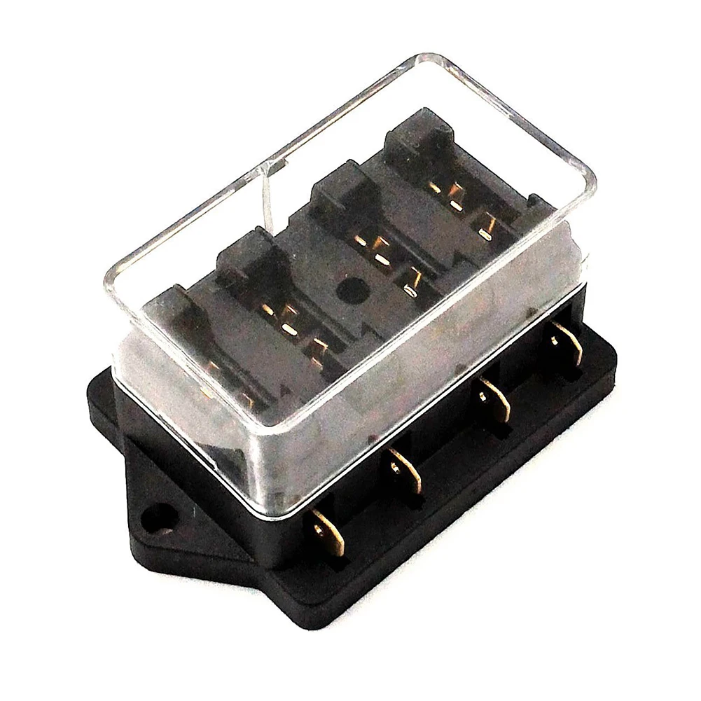 1pc Car 4 Way Blade Fuse Holder Box Standard Blade Fusebox With Cover