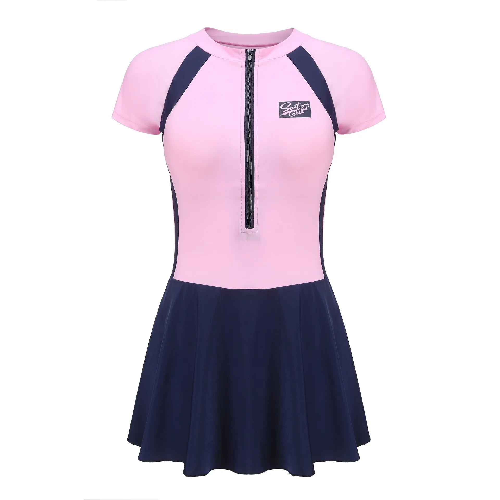 Women Swimsuit Summer One Piece Swimsuit Flat Submersible Swimsuit Sexy High Waist Swimsuit Short Sleeves Bathing Suit