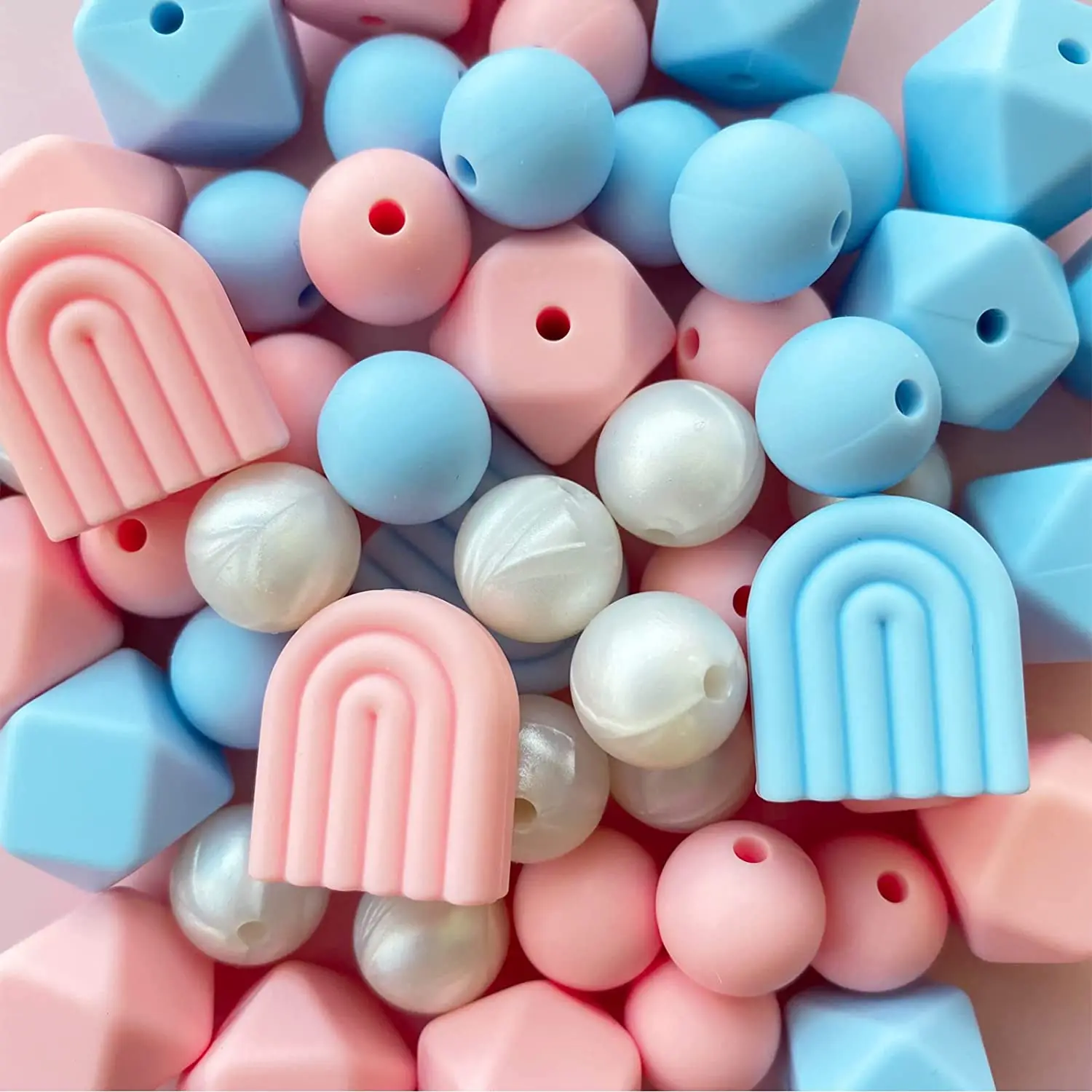 LOFCA Silicone Beads Baby Teething Food Grade Combination Beads For DIY Rainbow Silicone Baby Chewing Teethers