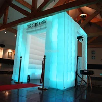 High Quality The Selfie Portable white Inflatable Photo booth Photobooth Cabin with LED Around Cube Photo tent For advertising 2