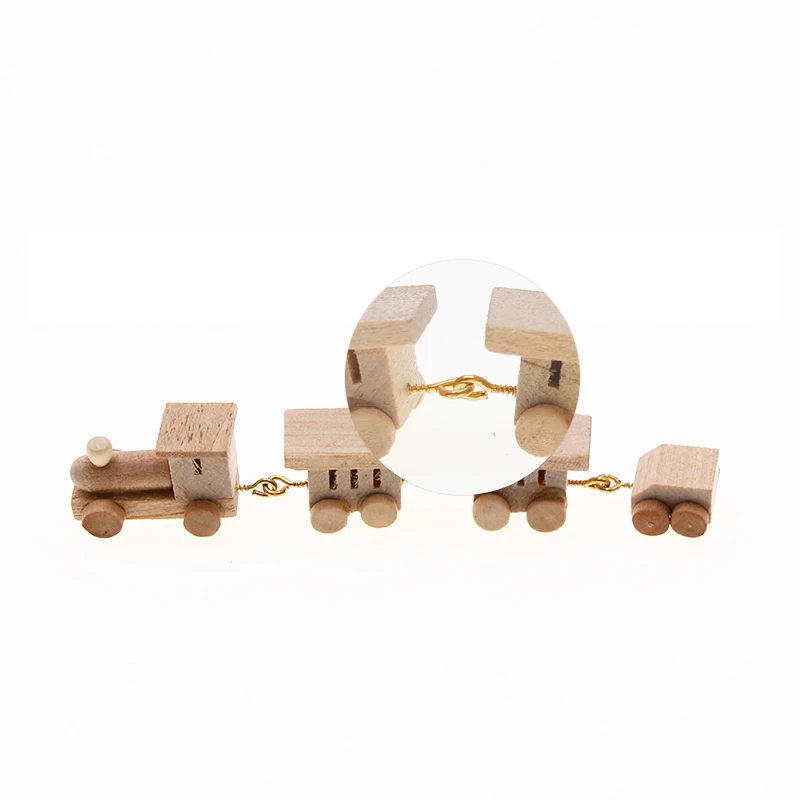 Dollhouse Miniature Wooden Mini Train Ornaments Kids Gift Toys Model Christmas Party Kindergarten Decor Furniture Scene Accessor