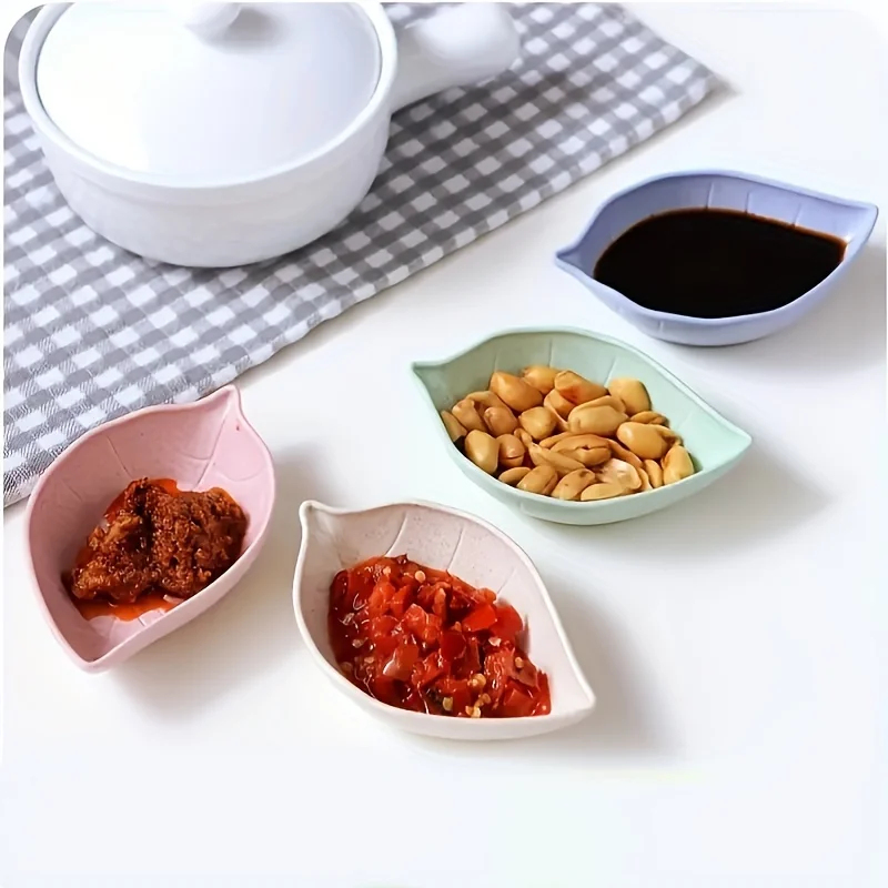 4pcs Small Plates, Wheat Straw Shaped Plates, and A Small Flavored Bowl Dipped in Sauce, Vinegar, and Soy Sauce