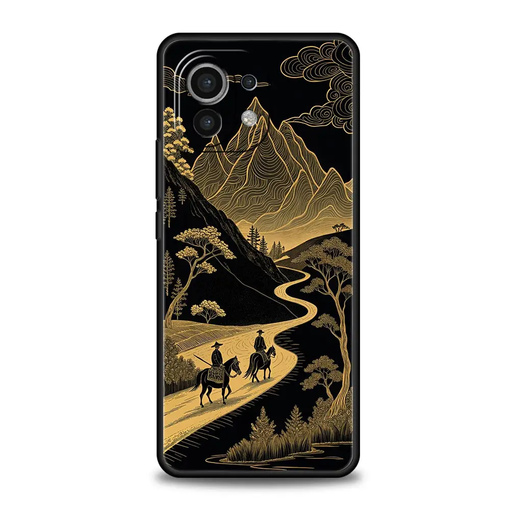 Abstract Mountain Sunrise Line Soft Case Cover